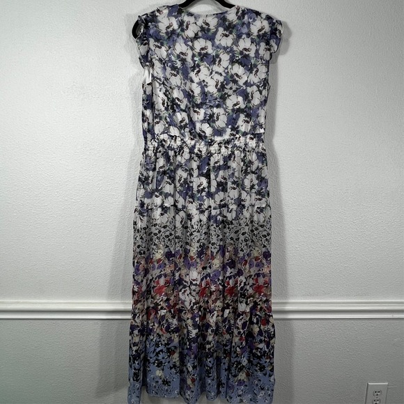 Danny & Nicole Maxi Dress Size 12 Floral Colorful‎ Ruffle Sleeve Flowy Garden - Picture 2 of 16